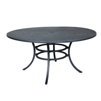 Outdoor Aluminum 7-Piece Round Dining Set With 6 Arm Chairs, Blue