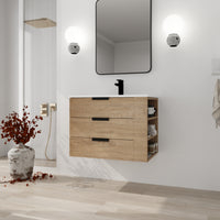 30 Inch Wall Mounting Bathroomg Vanity With Sink, Soft Close Drawer and Side Shelf-G-BVB01430IMO-GRB3020MOWH