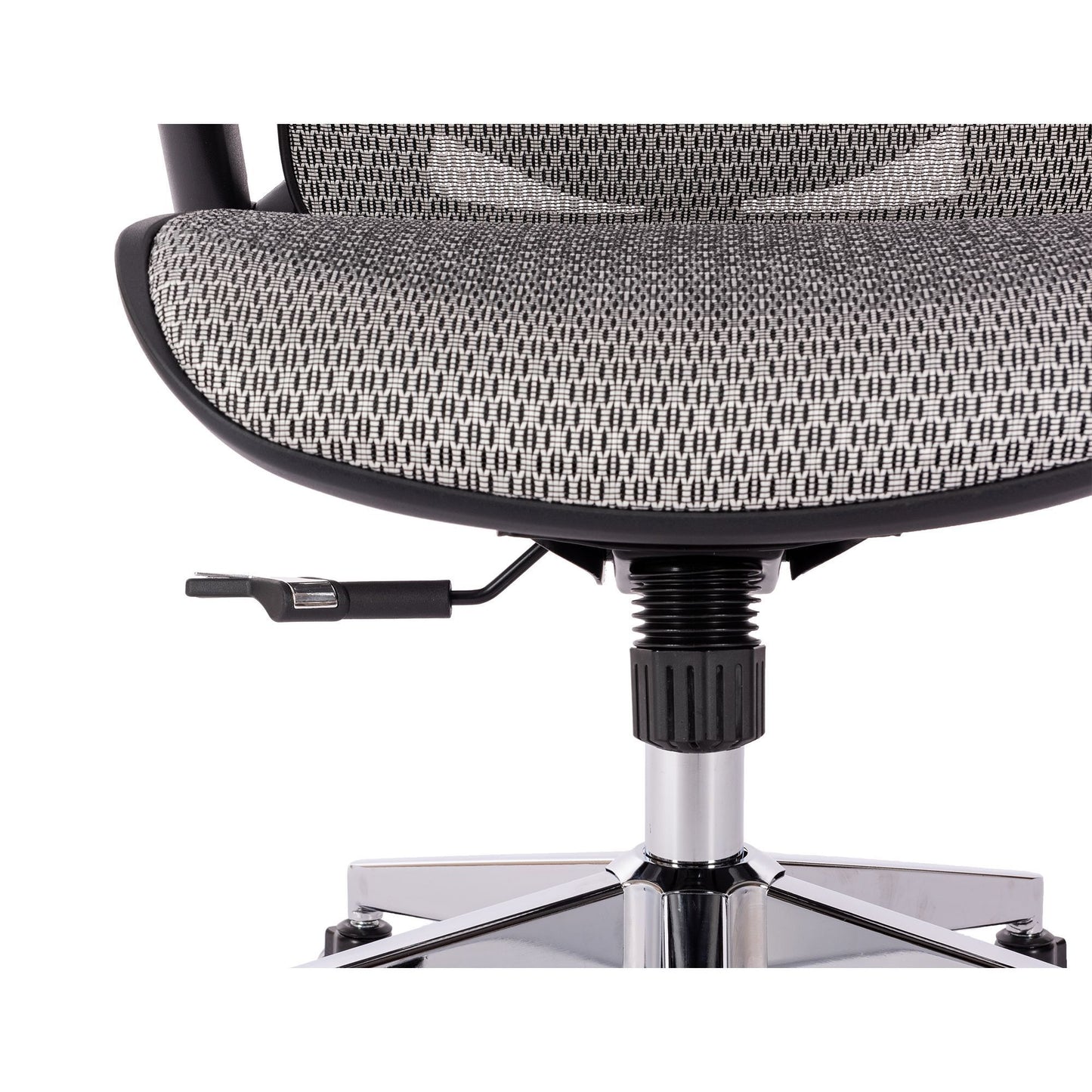 GREY Ergonomic Mesh Office Chair, High Back - Adjustable Headrest with Flip-Up Arms, Tilt and lock Function, Lumbar Support and blade Wheels, KD chrome metal legs