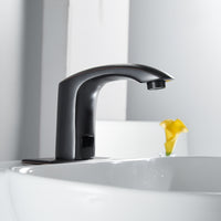 DC Powered Commercial Touchless Single Hole Bathroom Faucet With Deck Plate & Pop Up Drain In Oil Rubbed Bronze