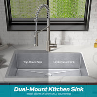 TECASA 33 inch Kitchen Sink - Dual Mount Undermount or Drop-in Sink with Faucet Combo, All-in-One Single Bowl Stainless Steel Sink