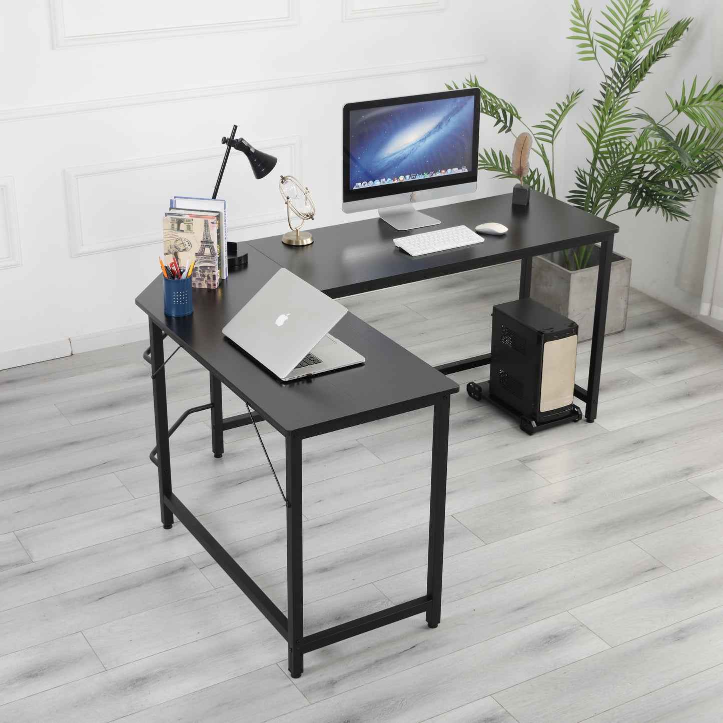 High quality safe and environmentally friendly office home school Black L-shaped corner desk