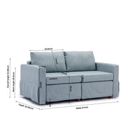 2 Seat Module Sectional Sofa Couch With 1 Ottoman,Seat Cushion and Back Cushion Removable and Washable,Light Blue