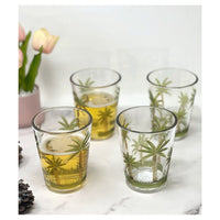 Palm Tree Design Acrylic Glasses Drinking Set of 4 DOF (15oz), Plastic Drinking Glasses, BPA Free Cocktail Glasses, Drinkware Set, Plastic Water Tumblers