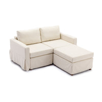 2 Seat Module Sectional Sofa Couch With 1 Ottoman,Seat Cushion and Back Cushion Removable and Washable,Cream