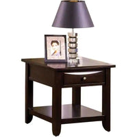 Living Room 1x End Table Solid wood Espresso Open Shelf Drawers Sturdy Heavy Furniture