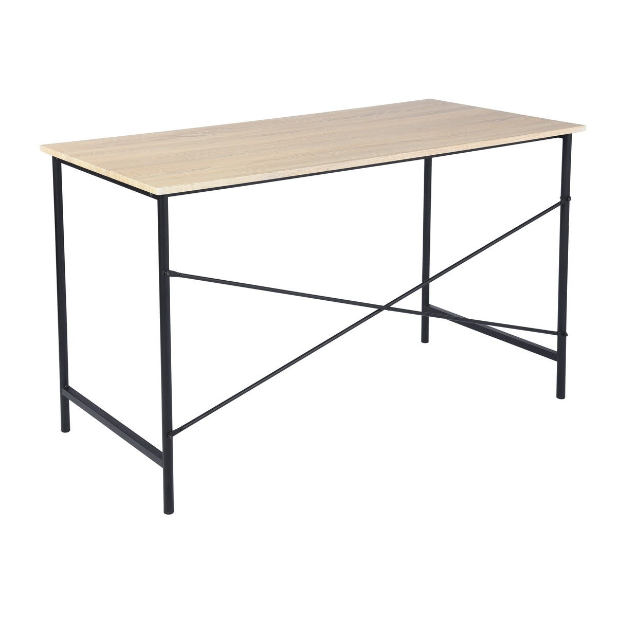 47.2"W x 23.6"D x 29.6"H Metal Frame Home Office Writing Desk - Oak & Black