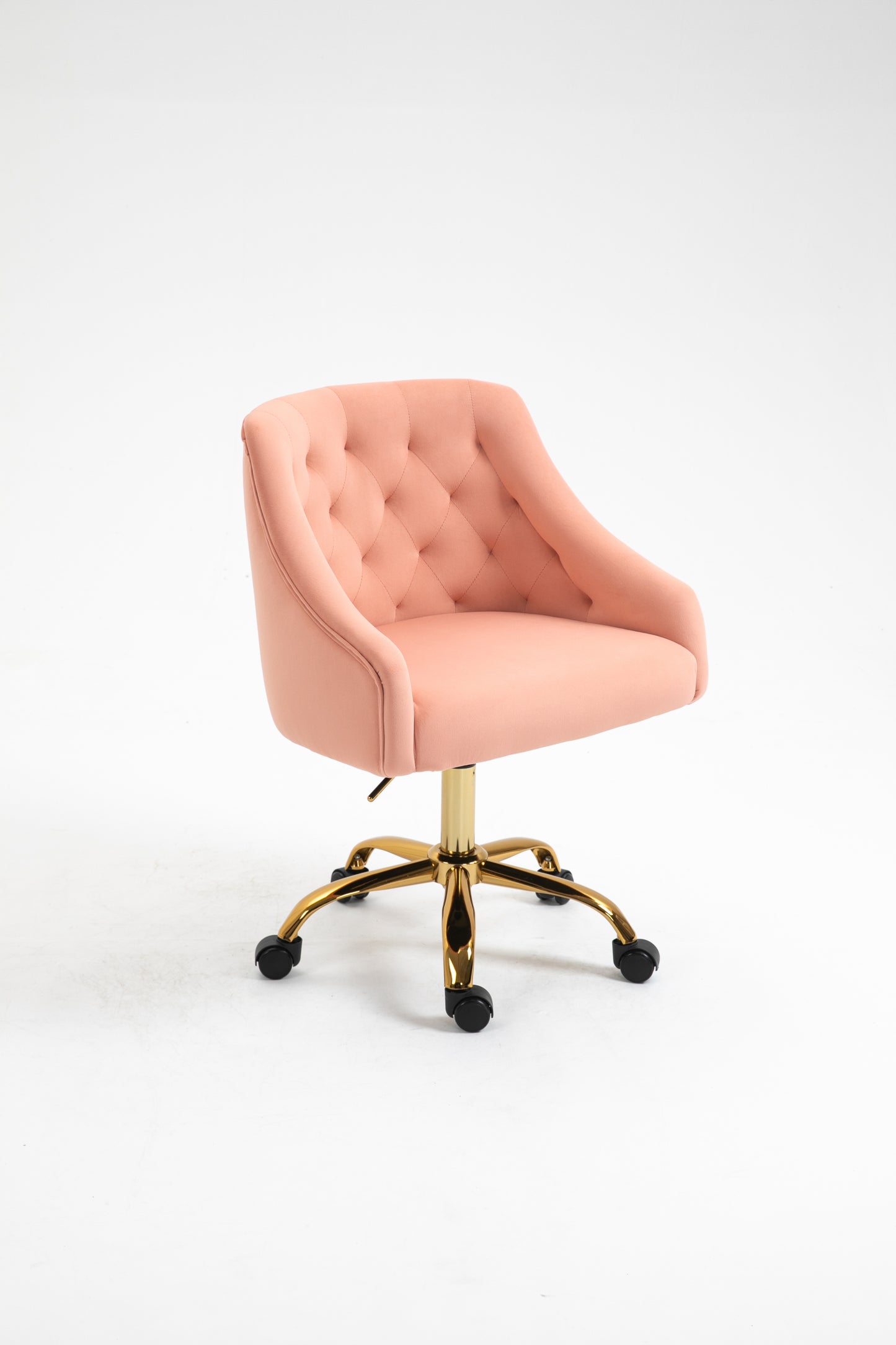 Velvet Fabric Pink Desk Chair for Home Office, Swivel Task Modern Design Chairs Bedroom Girls Women,