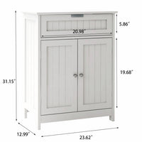 Bathroom Floor Cabinet Freestanding 2 Doors and 1 Drawer Wood Storage Organizer Cabinet for Bathroom and Living Room-White