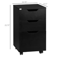 HOMCOM 3 Drawer Mobile File Cabinet, Rolling Printer Stand, Vertical Filing Cabinet, Black