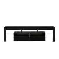 Living Room Furniture TV Stand Cabinet with 2 Drawers & 2 open shelves,20-color RGB LED lights with remote,Black