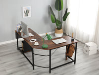 Modern Design L-Shaped Desk Corner Computer Desk PC laptop Computer Table Study Desk Home Office Wood & Metal Deep Rustic