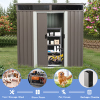 6ft x 5ft Outdoor Metal Storage Shed With window Transparent plate   (W54071041)