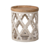 23" Large Distressed White Side Table