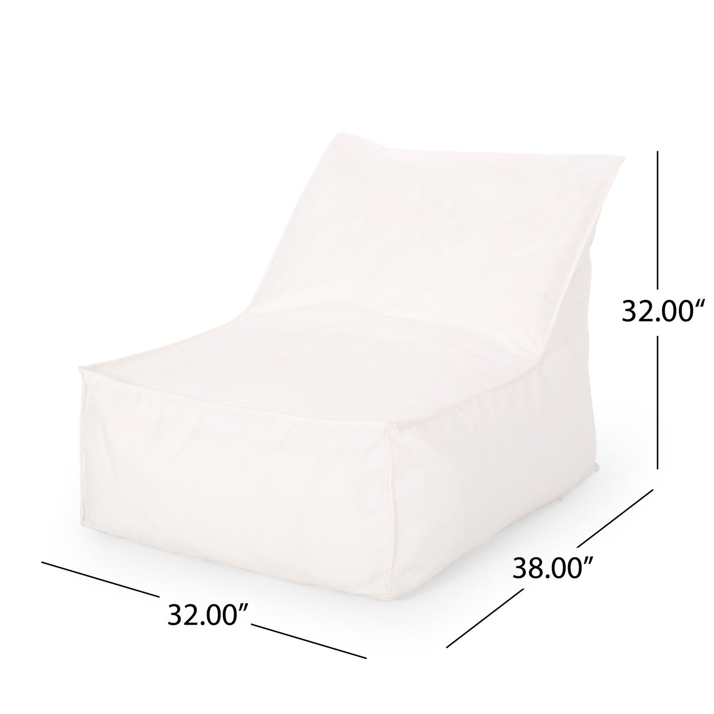 Risley Indoor/Outdoor Water Resistant Fabric 3 Foot Bean Bag Chair, White