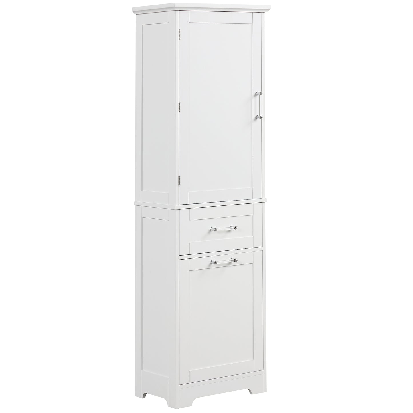 Tall Bathroom Storage Cabinet, Freestanding Storage Cabinet with Two Different Size Drawers and Adjustable Shelf, MDF Board with Painted Finish, White