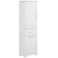 Tall Bathroom Storage Cabinet, Freestanding Storage Cabinet with Two Different Size Drawers and Adjustable Shelf, MDF Board with Painted Finish, White