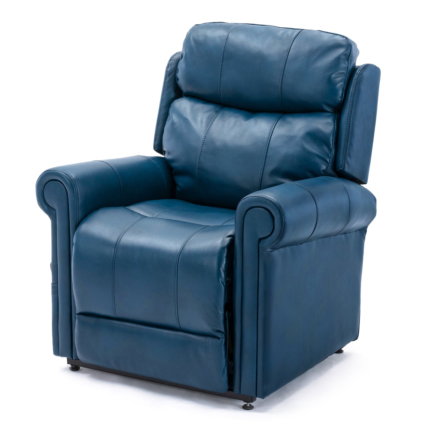 Lowell Navy Blue Leather Gel Lift Chair with Massage