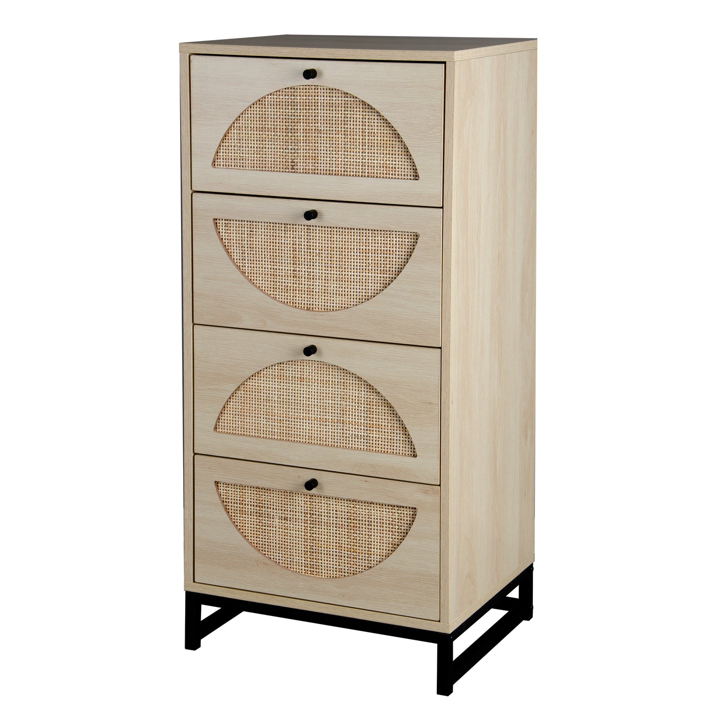 Natural rattan, Cabinet with 4 drawers, Suitable for living room, bedroom and study, Diversified storage