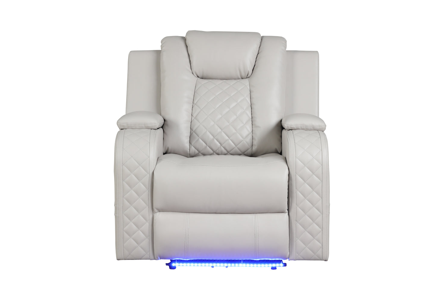 Benz LED & Power Recliner 3 PC Made With Faux Leather in Ice