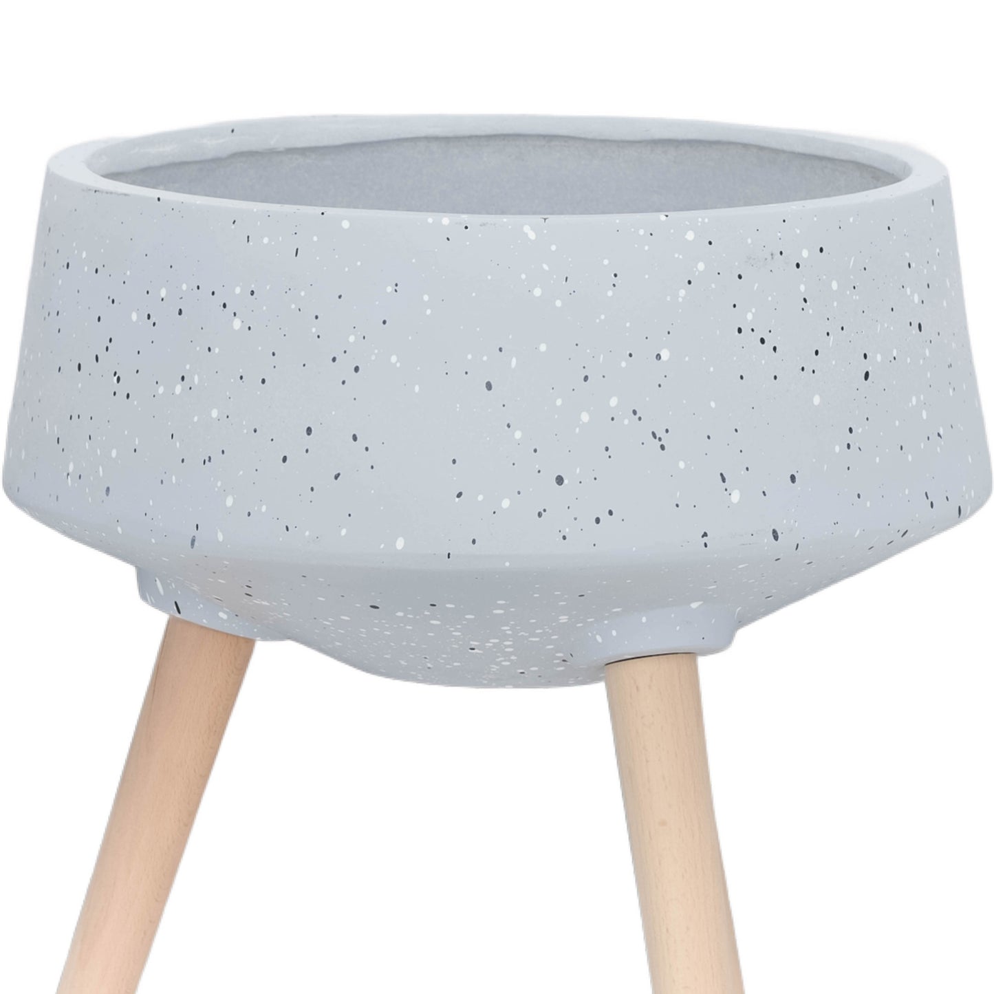 S/2 11/15" TERRAZZO PLANTER W/ WOOD LEGS,  GRAY