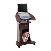 Techni Mobili Sit-to-Stand Rolling Adjustable Laptop Cart With Storage, Chocolate