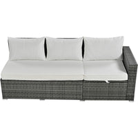 TOPMAX Outdoor 6-Piece All Weather PE Rattan Sofa Set, Garden Patio Wicker Sectional Furniture Set with Adjustable Seat, Storage Box, Removable Covers and Tempered Glass Top Table, Beige