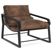 Modern Metal Frame Accent Chair, Comfy Armchair with Cushion, Lounge Sofa Chair for Living Room, Bedroom - Brown