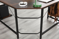 Modern Design L-Shaped Desk Corner Computer Desk PC laptop Computer Table Study Desk Home Office Wood & Metal Pella oak（包含机箱托，书包挂钩，布抽收纳袋）