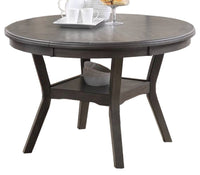 Dining Room Furniture Gray Rubber wood MDF Round Table 1pc Table w Shelve