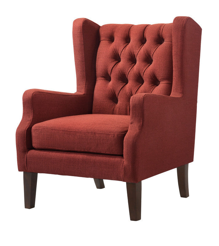 Irwin Red Linen Button Tufted Wingback Chair