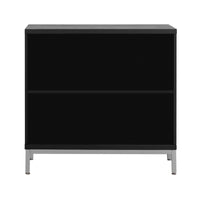 TREXM Simple Storage Cabinet Accent Cabinet with Solid Wood Veneer and Metal Leg Frame for Living Room, Entryway, Dining Room (Black)