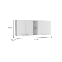 Portofino 150 Wall Cabinet,  Double Door, Two External Shelves, Two Interior Shelves -White