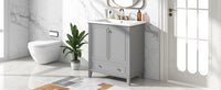 30" Bathroom Vanity with Sink Combo, Multi-functional Bathroom Cabinet with Doors and Drawer, Solid Frame and MDF Board, Grey