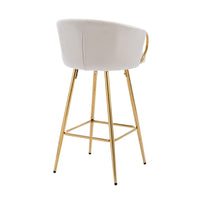 30 Inch Set of 2 Bar Stools,with Chrome Footrest and Base Velvet + Golden Leg Simple Bar Stool,CREAM