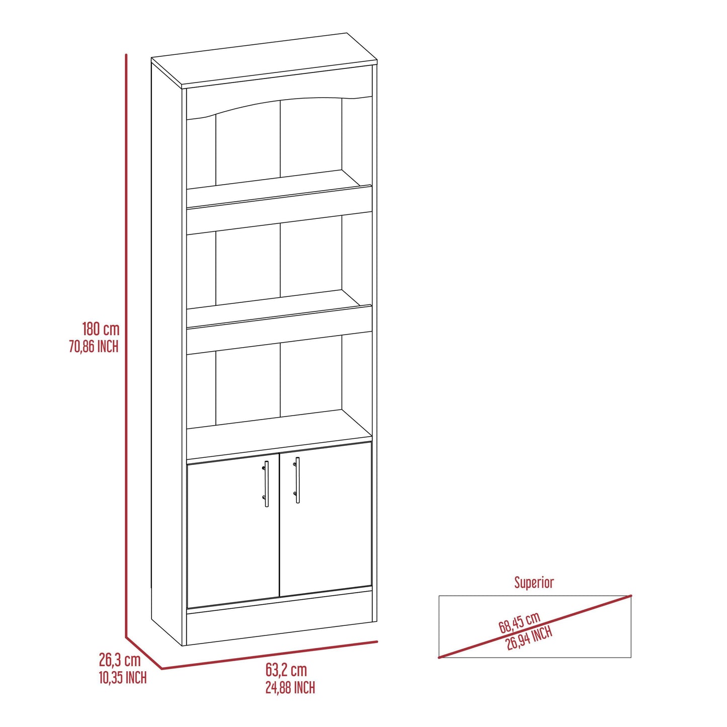 Detroit 2 Piece Office Set, Dozza Bookcase + Aramis Desk, Light Gray