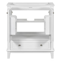 30" Bathroom Vanity without Sink, Base Only, Multi-functional Bathroom Cabinet with Doors and Drawer, Solid Frame and MDF Board, White