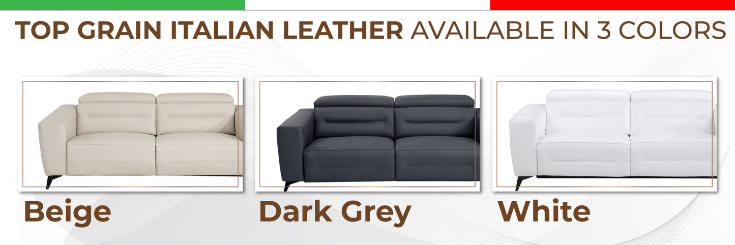 Global United Top Grain Italian Leather Loveseat with Power Recliner