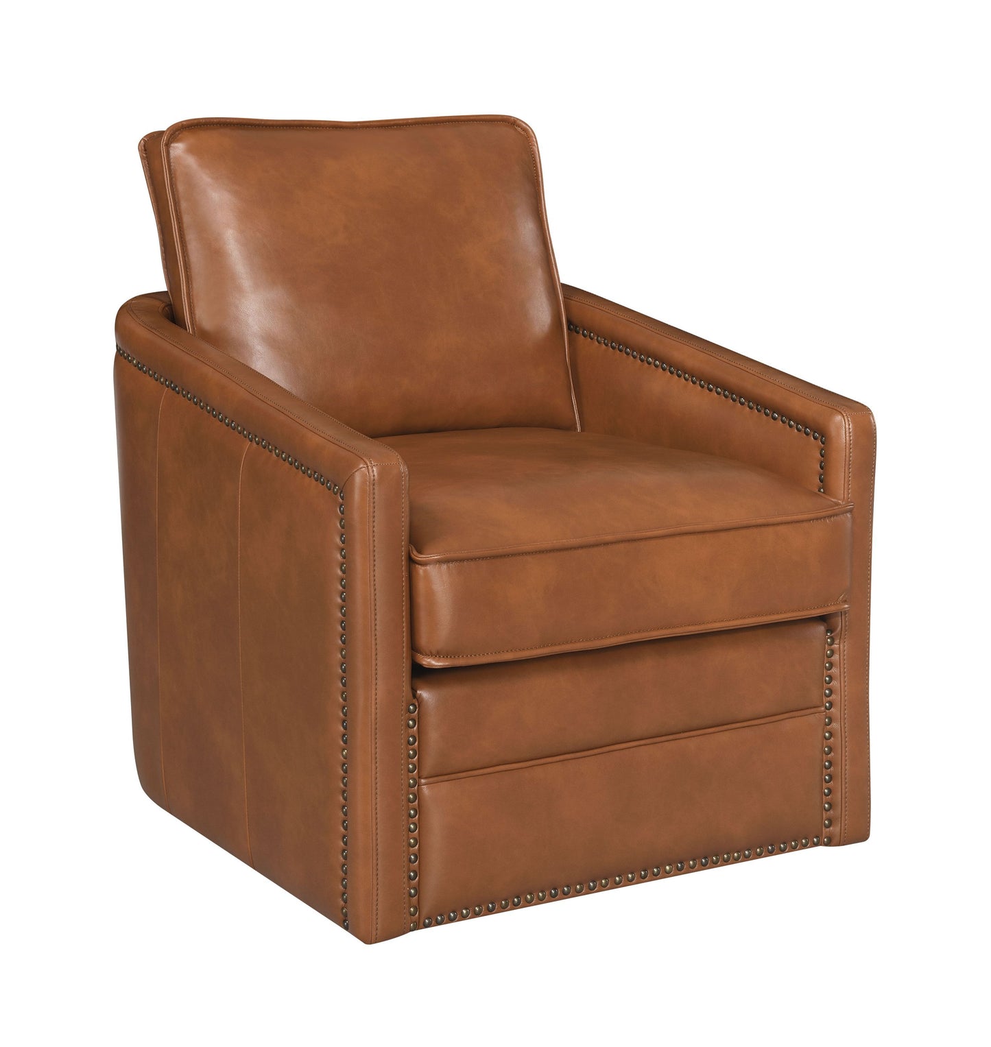 ACME Rocha Accent Chair w/Swivel, Brown Leather Aire AC01886