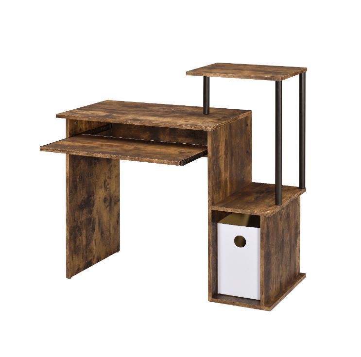 ACME Lyphre Computer Desk, Weathered Oak & Black Finish 92760