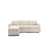 3 Seat Module Sectional Sofa Couch With 1 Ottoman,Seat Cushion and Back Cushion Removable and Washable,Cream