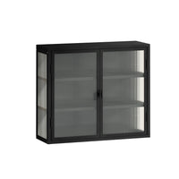 27.56"Glass Doors Modern Two-door Wall Cabinet with Featuring Three-tier Storage for Entryway Living Room Bathroom Dining Room,Matte Black