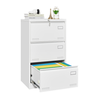 Filing Cabinet Lateral File Cabinet 3 Drawer, White Filing Cabinets with Lock, Locking Metal File Cabinets Three Drawer Office Cabinet for Legal/Letter/A4/F4 Home Offic