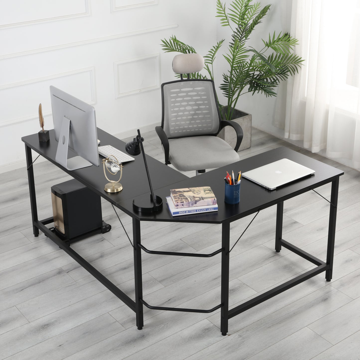 High quality safe and environmentally friendly office home school Black L-shaped corner desk