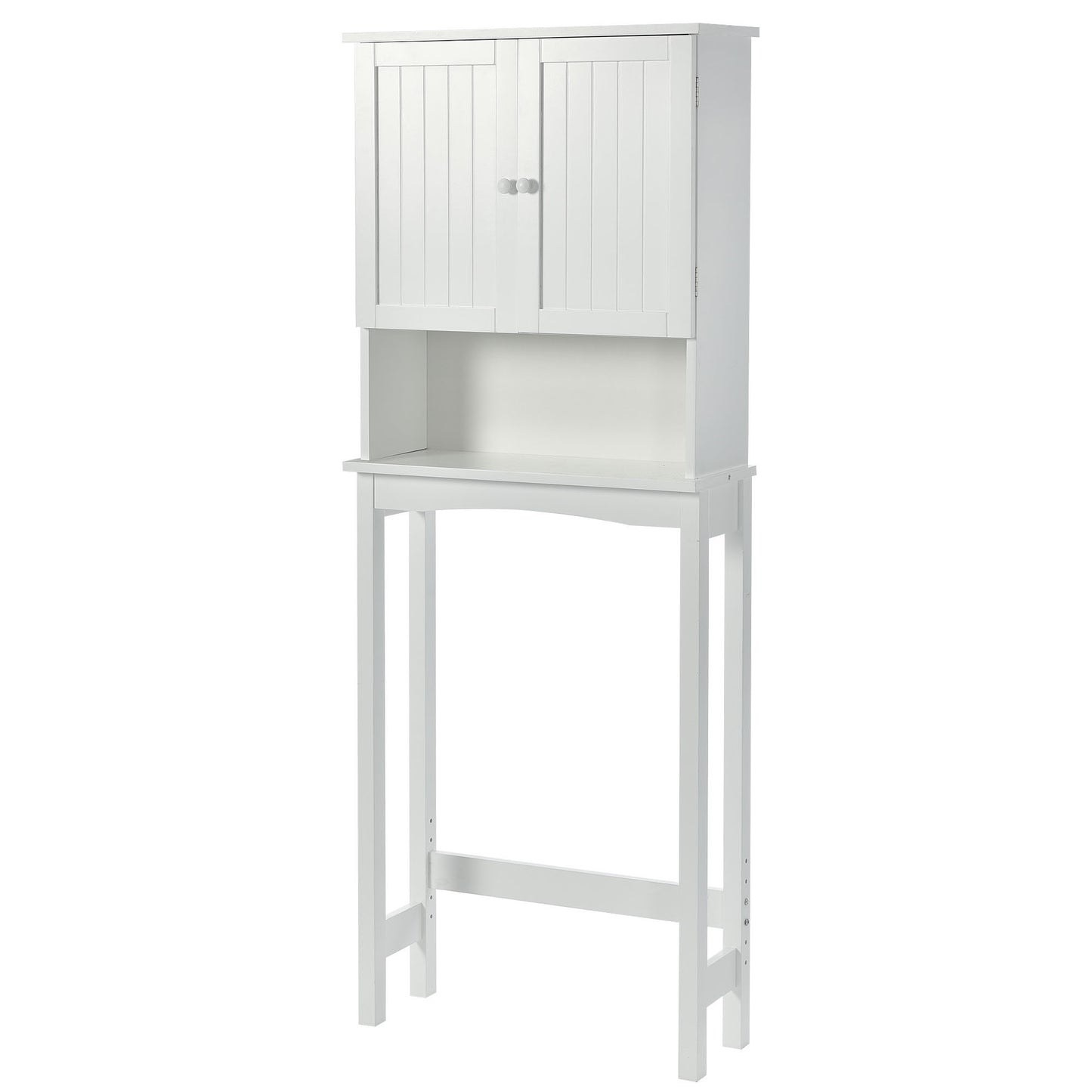 Over-The-Toilet Bathroom Cabinet with Shelf and Two Doors Space-Saving Storage, Easy to Assemble, White