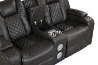 Benz LED & Power Recliner 3 PC Made With Faux Leather in Black