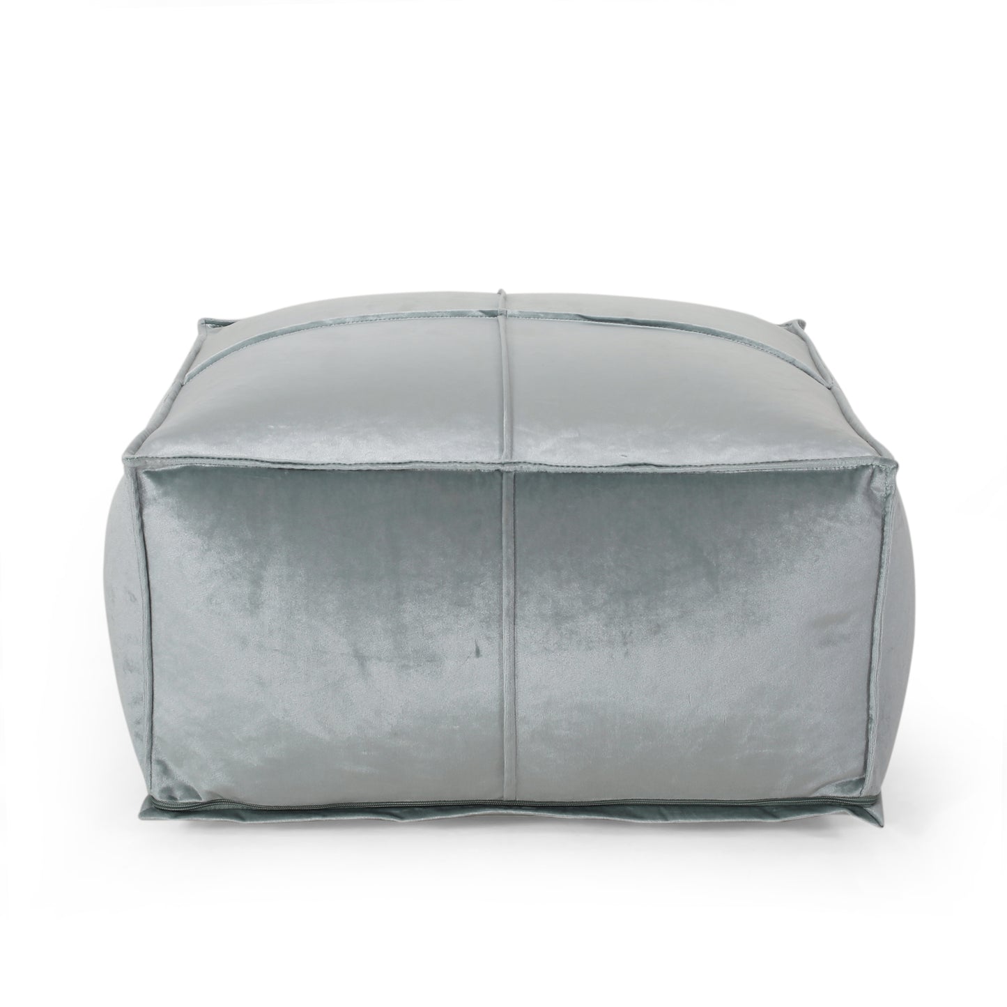 Nakisha Modern Glam Velvet Square Bean Bag Ottoman, Seafoam Blue