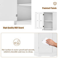 Tall Bathroom Storage Cabinet, Corner Cabinet with Glass Door, Open Storage, Adjustable Shelf, White