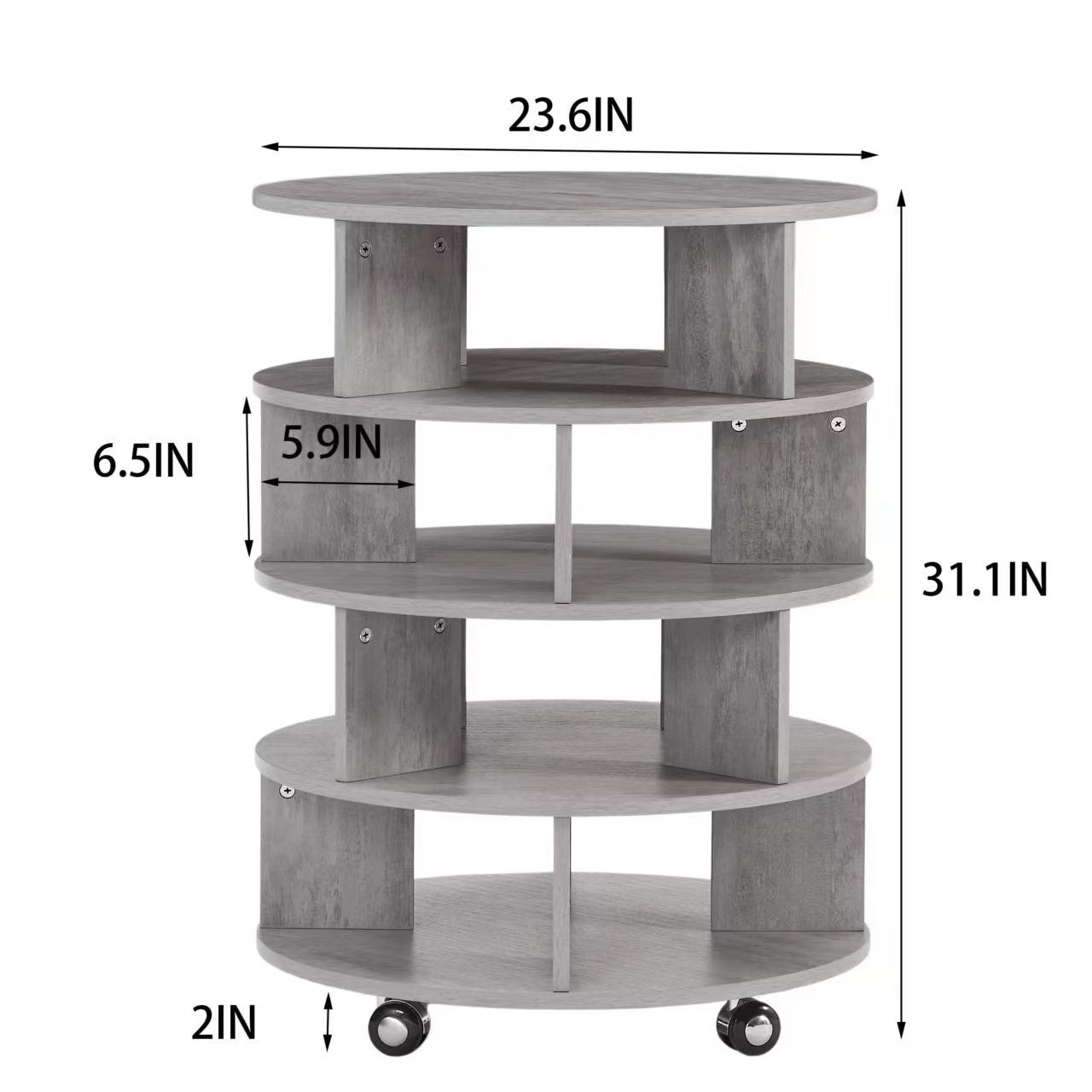 [New Design]  Round pushable wooden shoe cabinet on wheels for 16-20 pairs of shoes-Brown