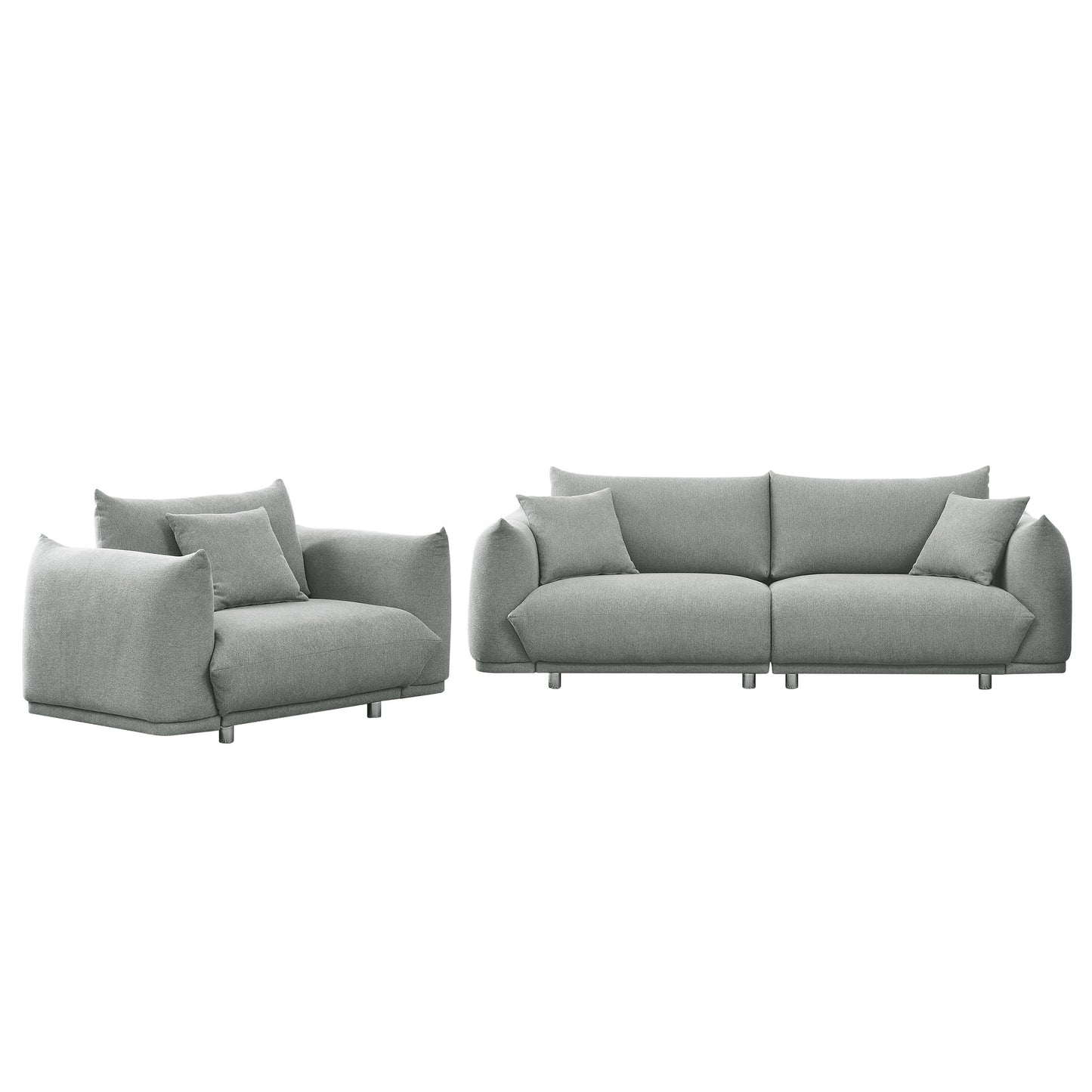 3-seater + 1-seater combination sofa Modern Couch for Living Room Sofa,Solid Wood Frame and Stable Metal Legs, 3 Pillows, Sofa Furniture for Apartment